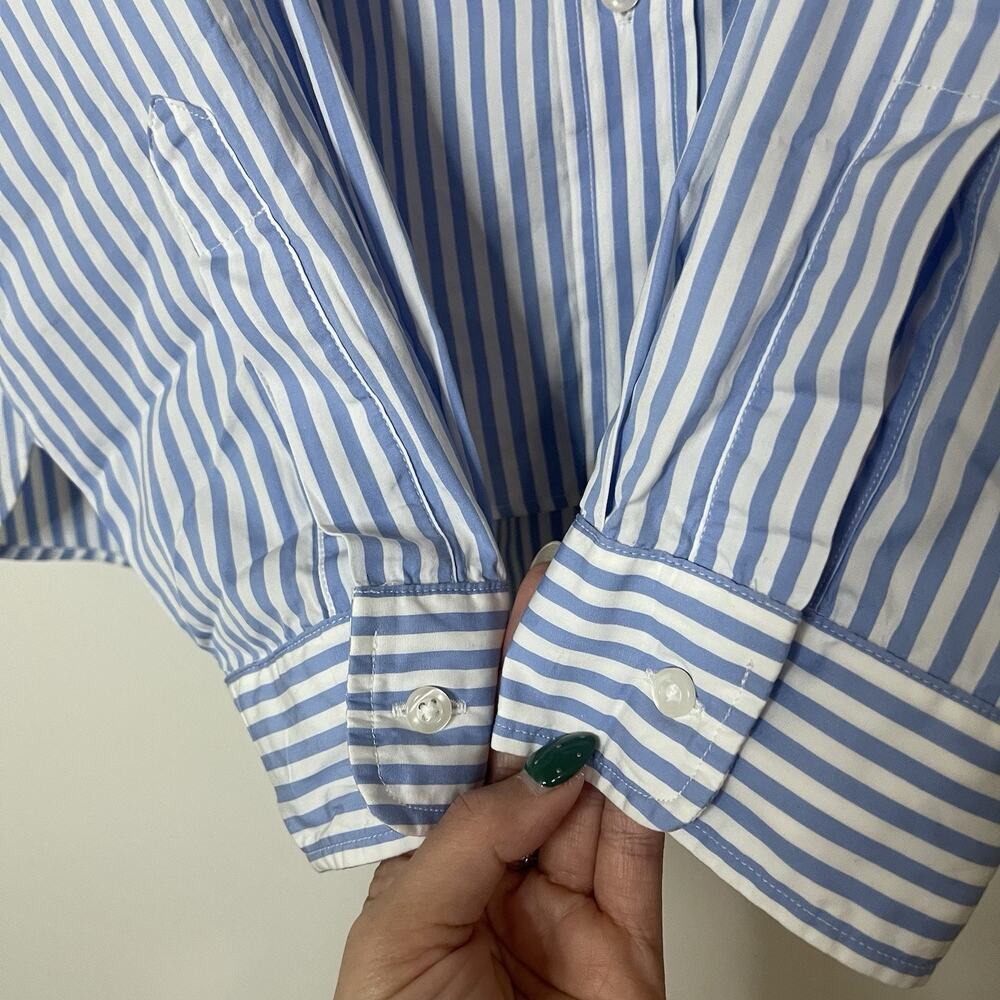 Frank & Eileen blue striped silvio button front long sleeve cotton shirt XL - Picture 4 of 7